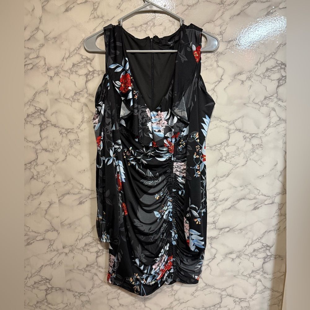 NEW Guess Black Ruched Bodycon Dress M